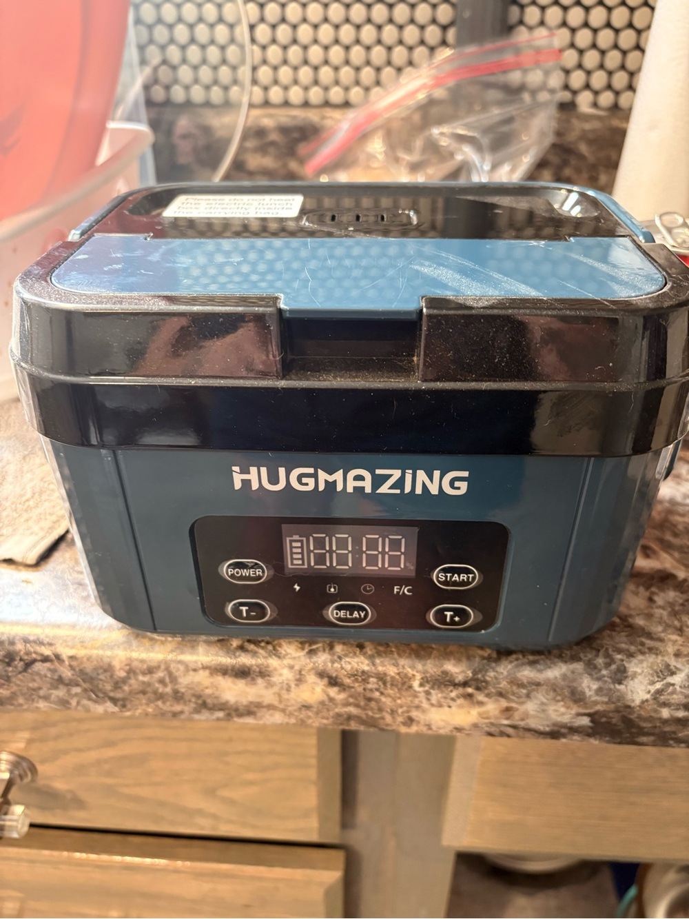 Blue Portable Electric Food Warmer with Digital Controls